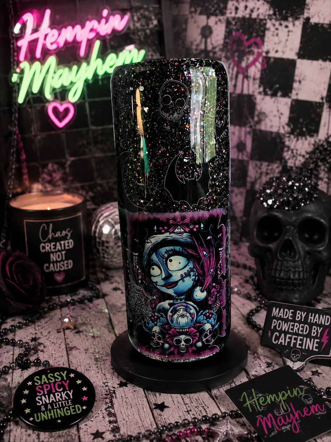 Halloween Tumbler: Black Glitter Epoxy Cup