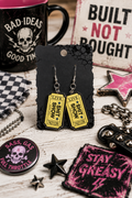 Black & Yellow Sh*t Show Ticket Earrings | Funny Acrylic Statement Dangles