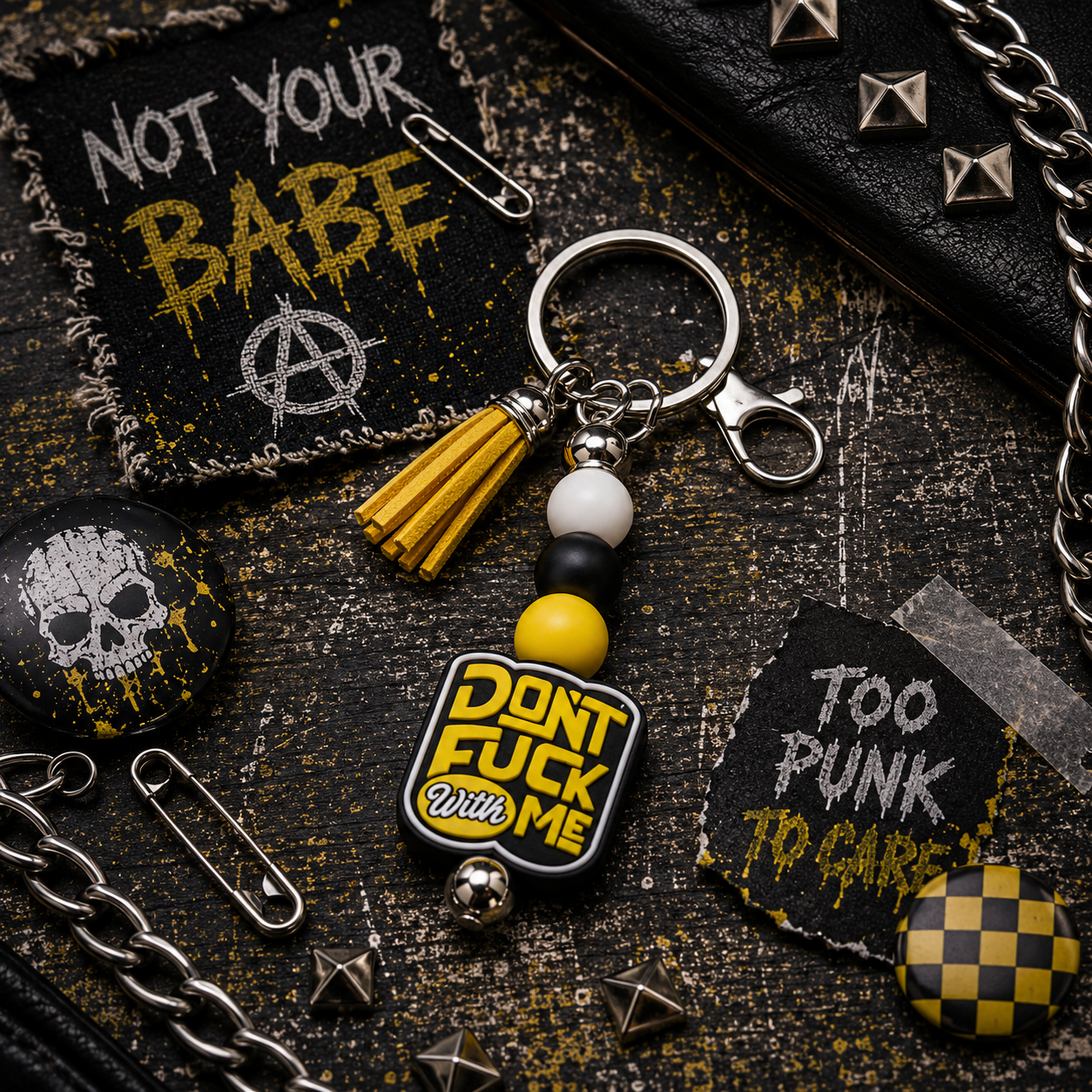 Don't F*ck With Me Beaded Keychain | Funny Sassy Keychain | Handmade Statement Bag Charm | Bold Gift for Badasses