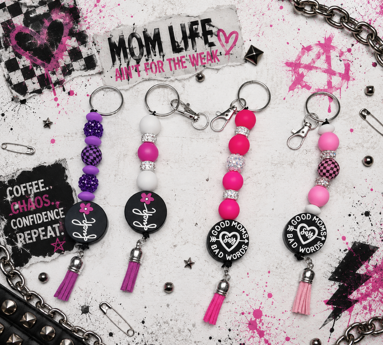Sassy Beaded Mom Keychain | Funny Mom Gift | Handmade Mom Accessory | Mother's Day Gift | Purse Charm