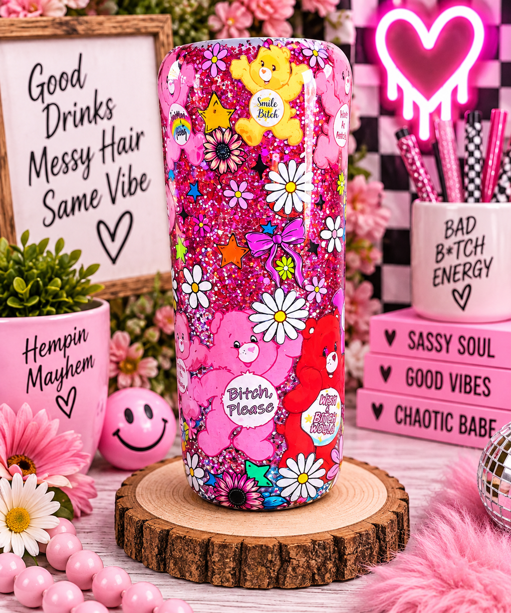Swear Bear Tumbler – Purple Pink Cuss Word Stainless Steel Cup