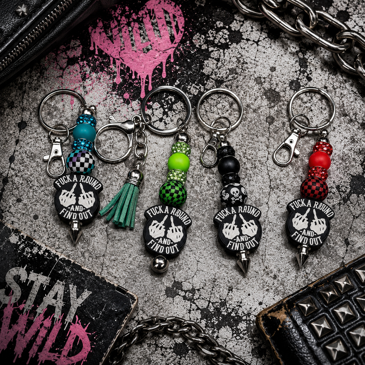 F*ck Around and Find Out Handmade Beaded Keychain | Funny Sarcastic Keychain | Bold Statement Gift