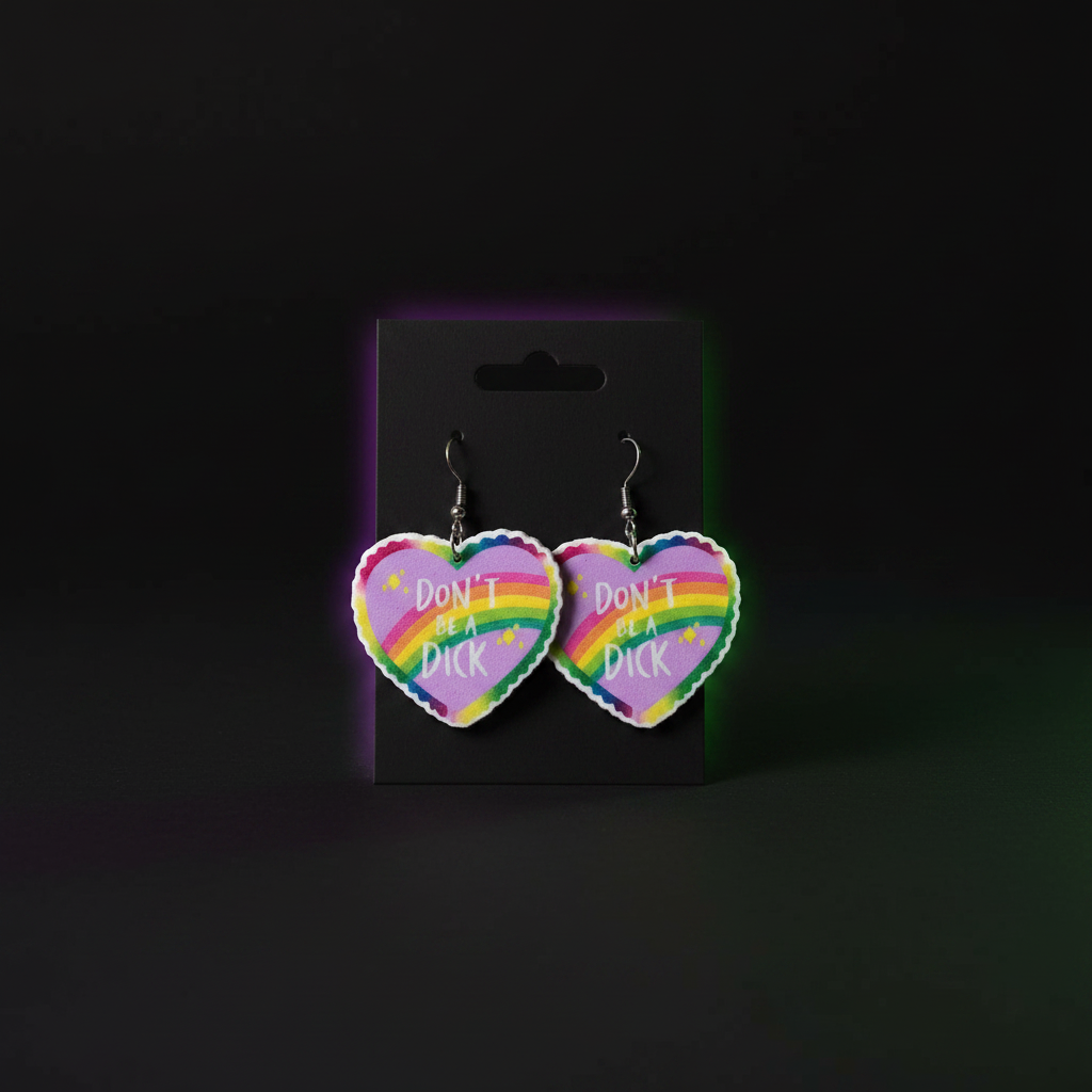 🌈 Don't Be a Jerk Rainbow Dangle Earrings | Funny Sassy Statement Earrings | Colorful Handmade Jewelry