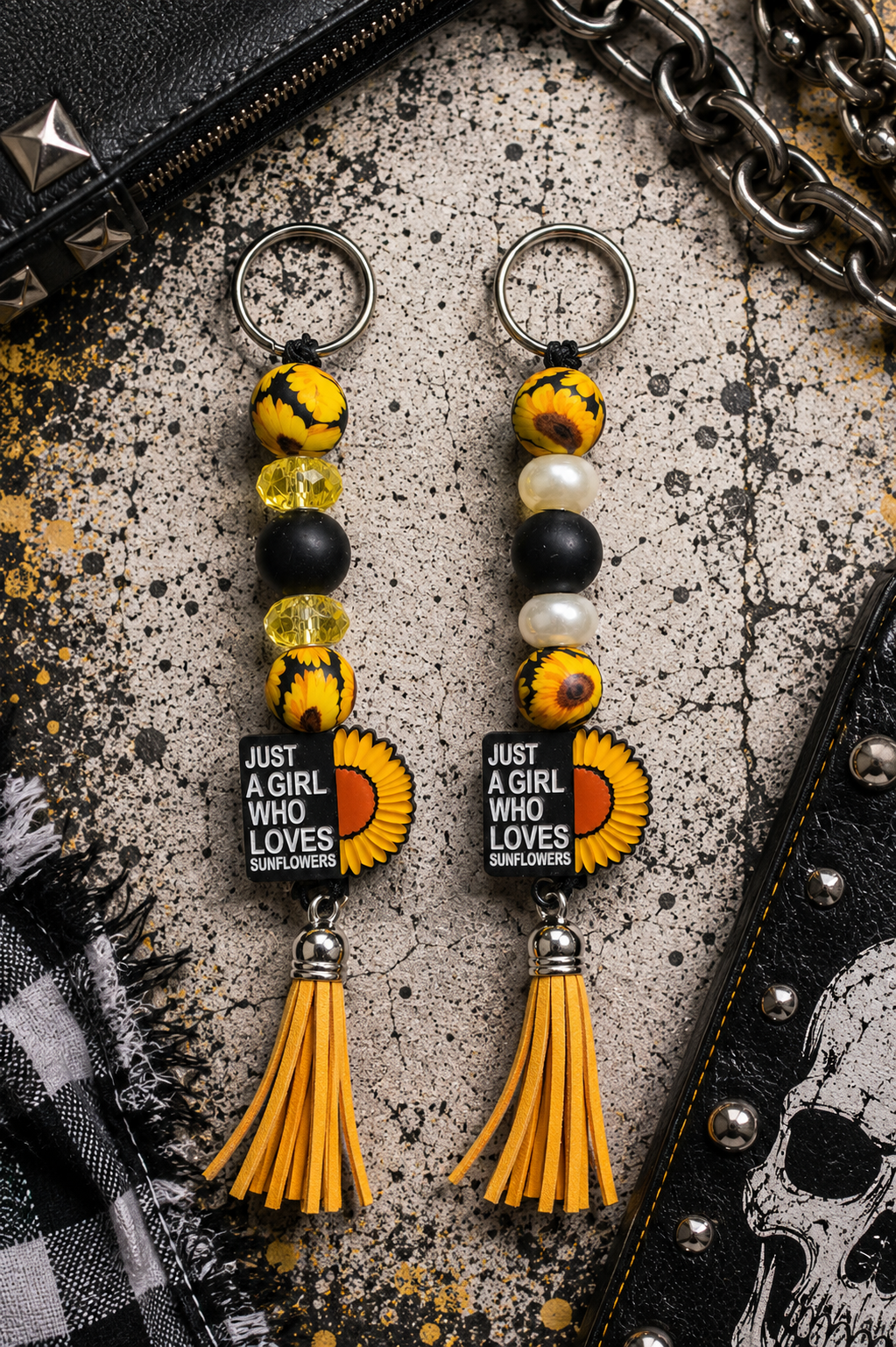 Just a Girl Who Loves Sunflowers Beaded Keychain | Handmade Sunflower Keychain | Floral Tassel Keychain | Cute Sunflower Gift for Her | Backpack Charm | Purse Accessory