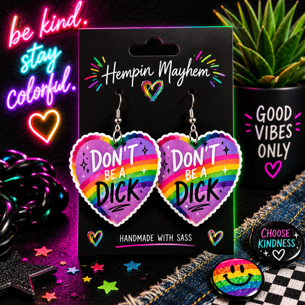 🌈 Don't Be a Jerk Rainbow Dangle Earrings | Funny Sassy Statement Earrings | Colorful Handmade Jewelry