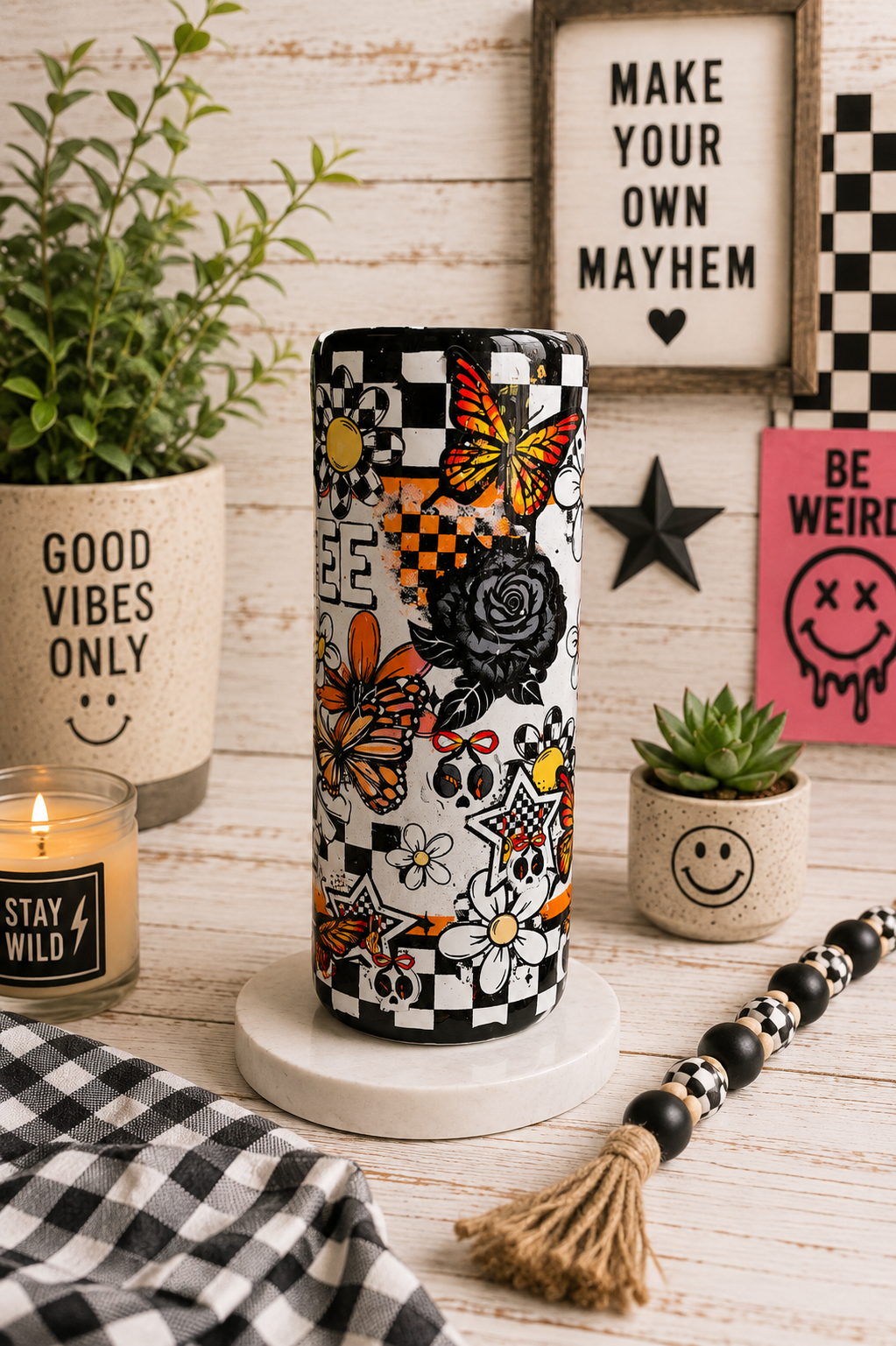Live Free Floral Glitter Tumbler | 20oz Stainless Steel Epoxy Cup | Silver Sparkle Insulated Drinkware