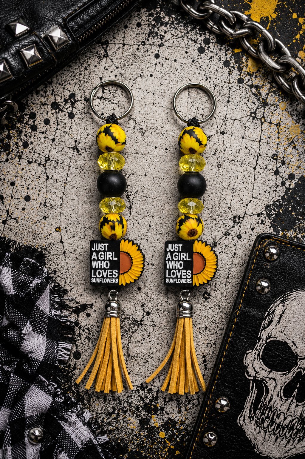 Just a Girl Who Loves Sunflowers Beaded Keychain | Handmade Sunflower Keychain | Floral Tassel Keychain | Cute Sunflower Gift for Her | Backpack Charm | Purse Accessory