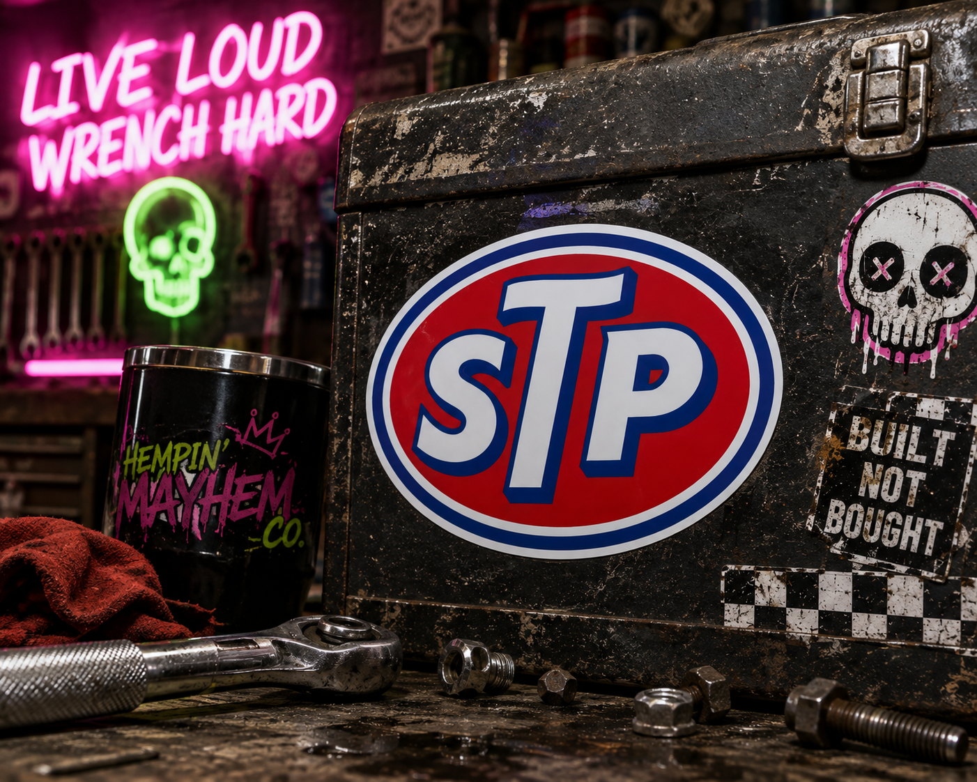 STP Logo Vinyl Sticker – Retro Racing & Garage Decal **2 Pack**