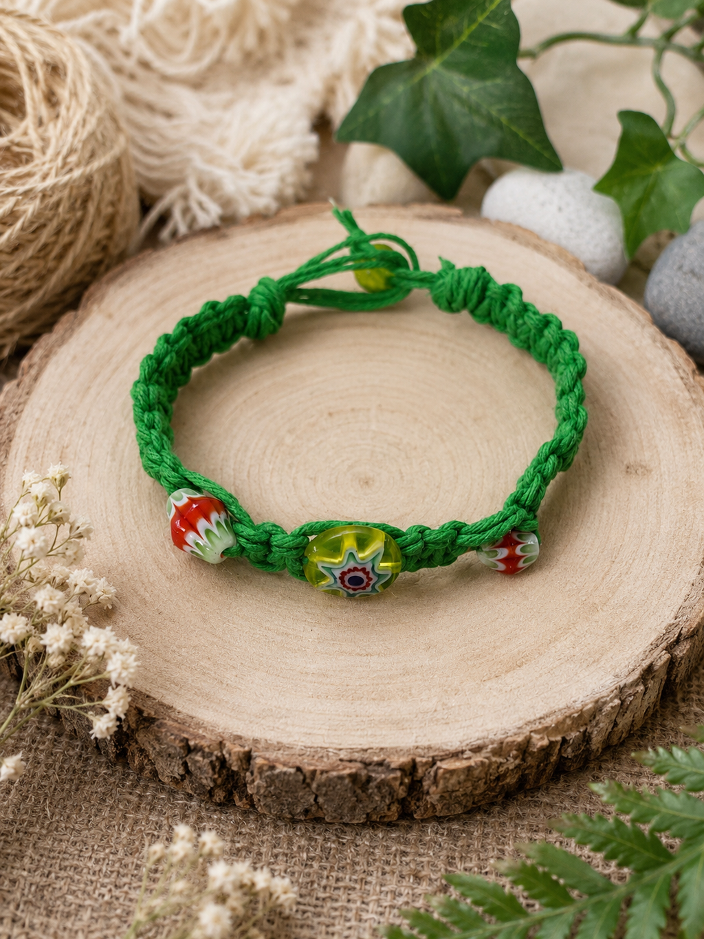Unique Rosta Hemp Bracelet | Handmade Hemp Bracelet with Glass Beads | Boho Bracelet | Natural Hemp Jewelry | Unisex Gift