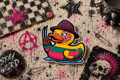 **2 Pack**Horror Rubber Ducky Vinyl Sticker | Waterproof Creepy Cute Halloween Decal
