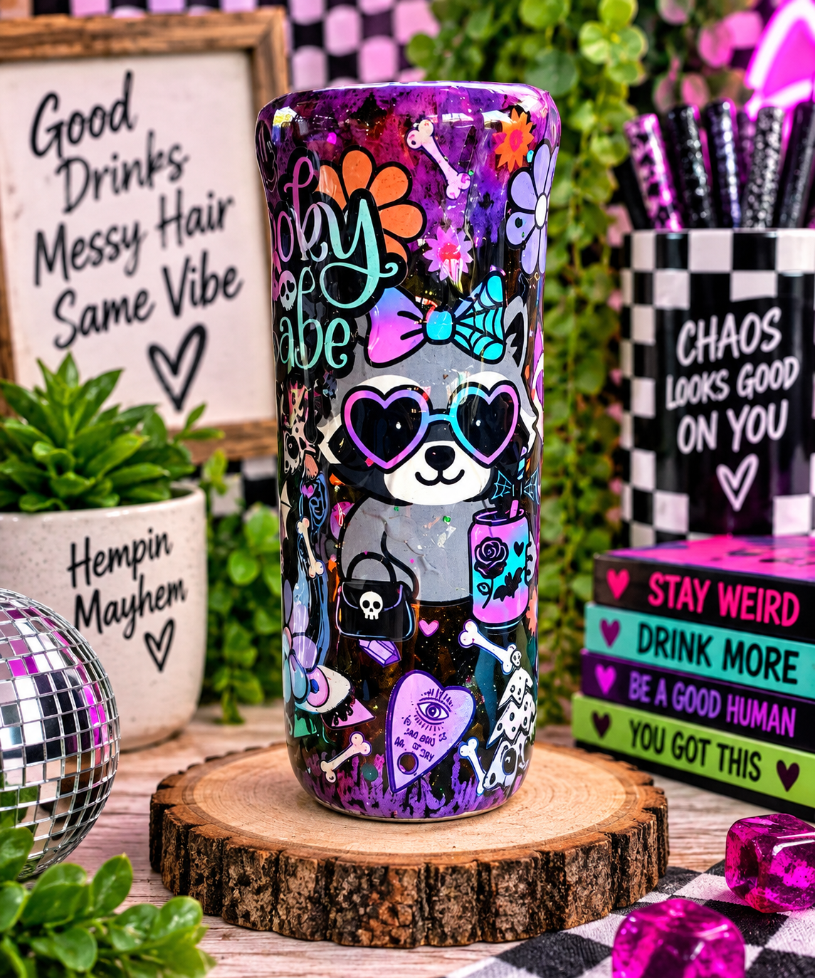 Spooky Babe Tumbler | Gothic Cute 20oz Stainless Steel Tumbler | Halloween Coffee Cup | Spooky Girl Gift | Alternative Tumbler | Goth Gift