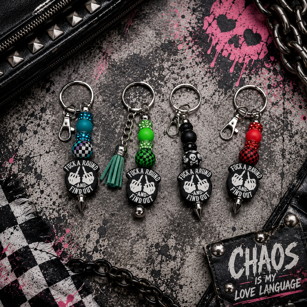 F*ck Around and Find Out Handmade Beaded Keychain | Funny Sarcastic Keychain | Bold Statement Gift