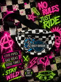 Blue & Black Checkered Bum Bag with Embroidered Motorcycle-Inspired Patch | Adjustable Waist Pack | Festival Bag | Crossbody Fanny Pack | Alternative Style