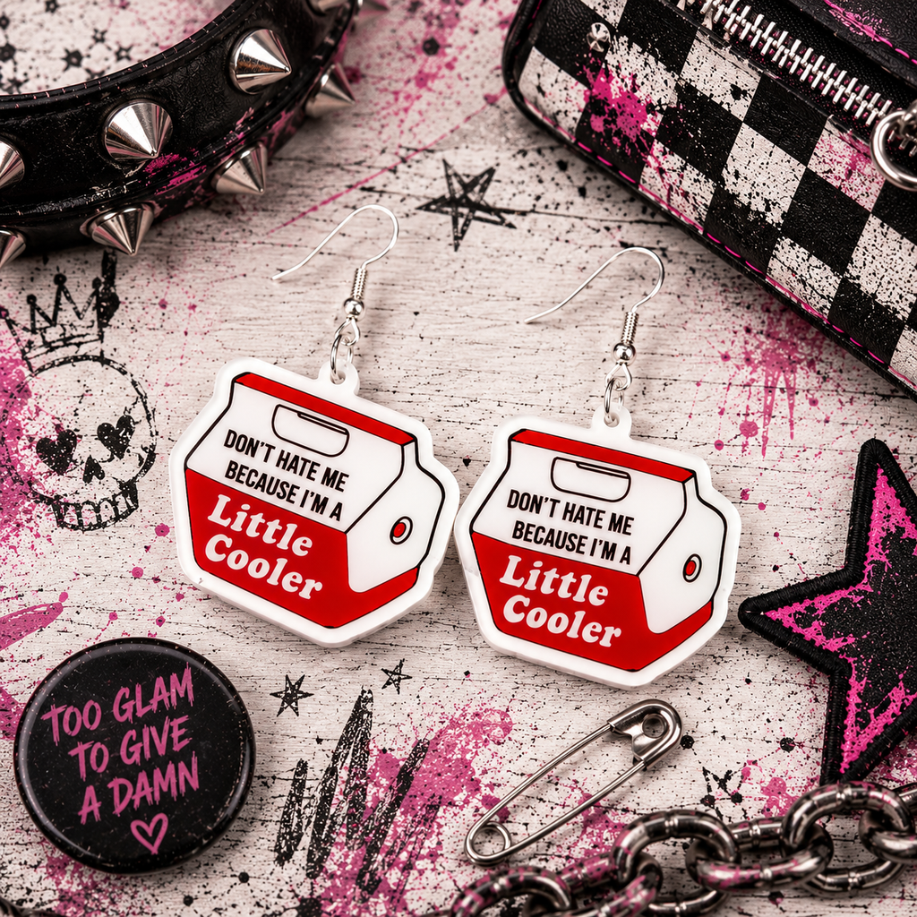 Red & White Acrylic Dangle Earrings: Baddie Sass Charms