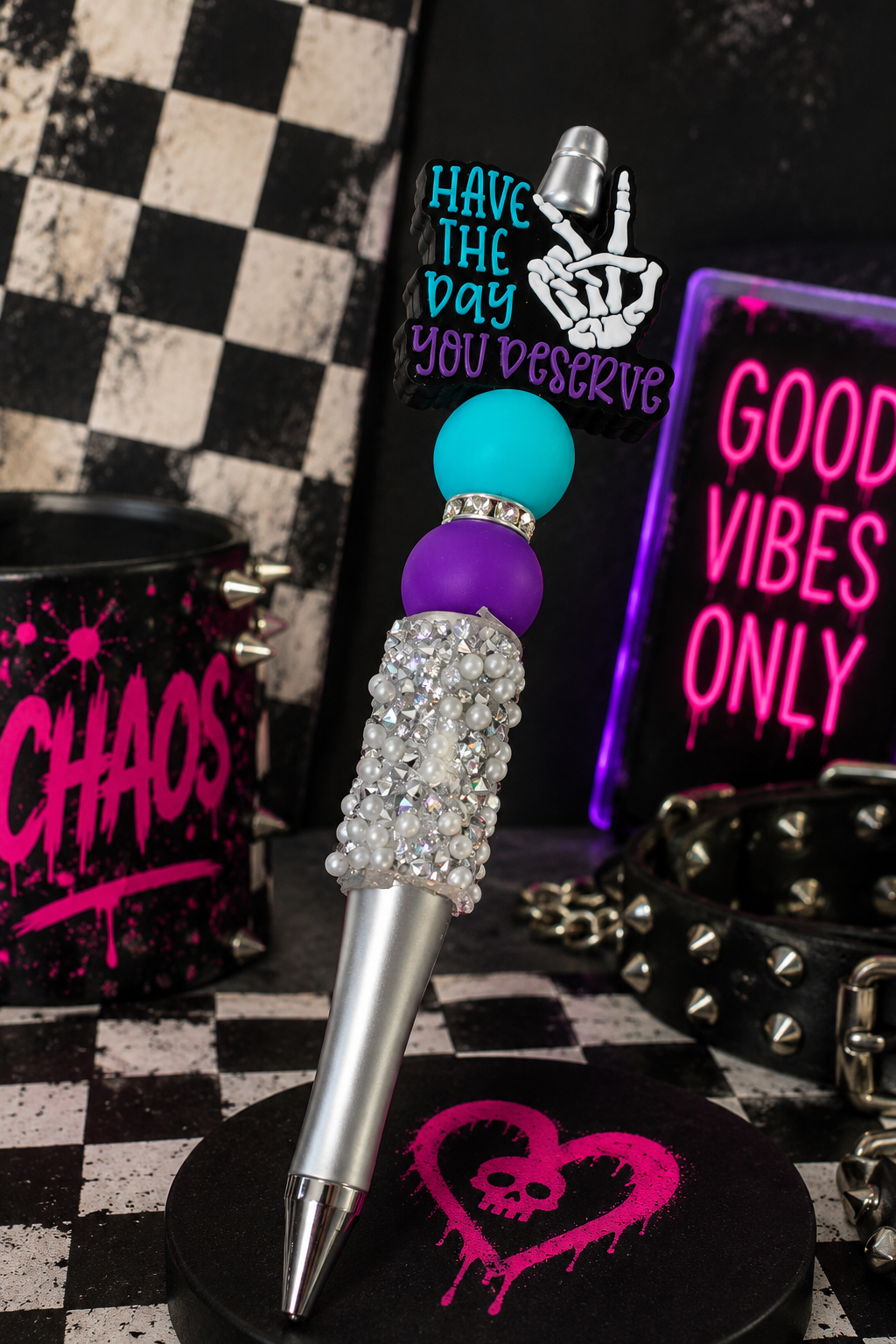 Have the Day You Deserve Beaded Pen | Funny Refillable Bling Pen | Handmade Sassy Coworker Gift | Desk & Planner Accessory | Hempin Mayhem