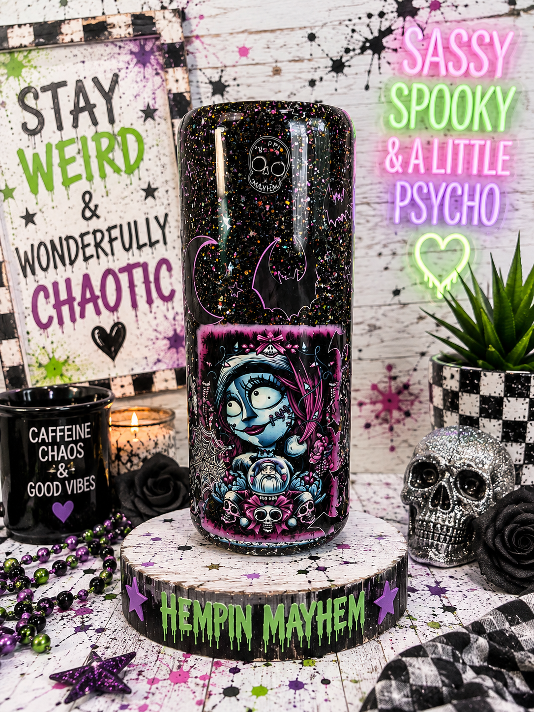 Halloween Tumbler: Black Glitter Epoxy Cup