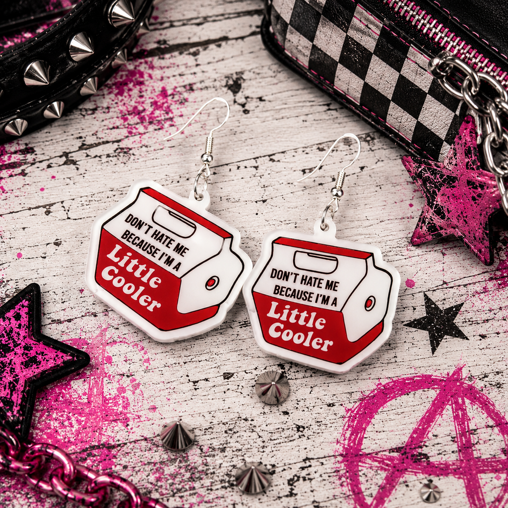 Red & White Acrylic Dangle Earrings: Baddie Sass Charms