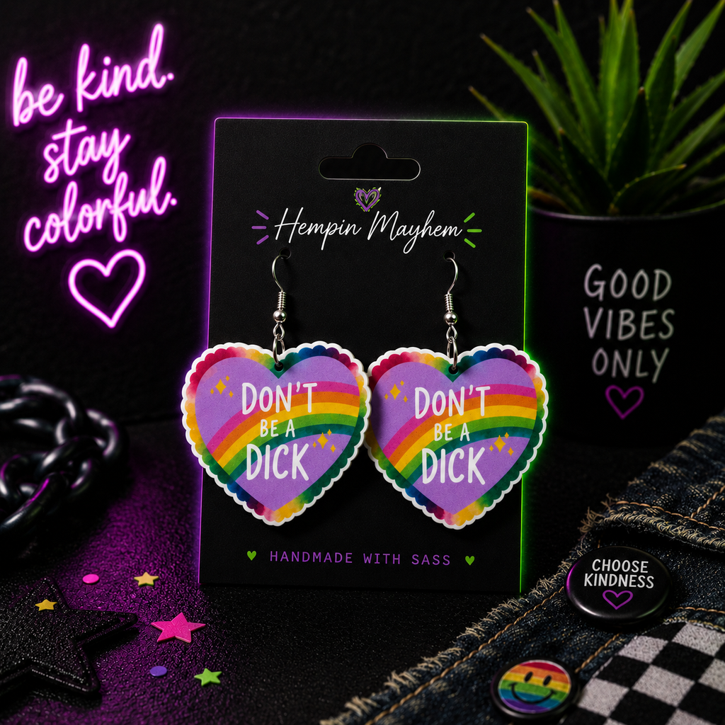 🌈 Don't Be a Jerk Rainbow Dangle Earrings | Funny Sassy Statement Earrings | Colorful Handmade Jewelry