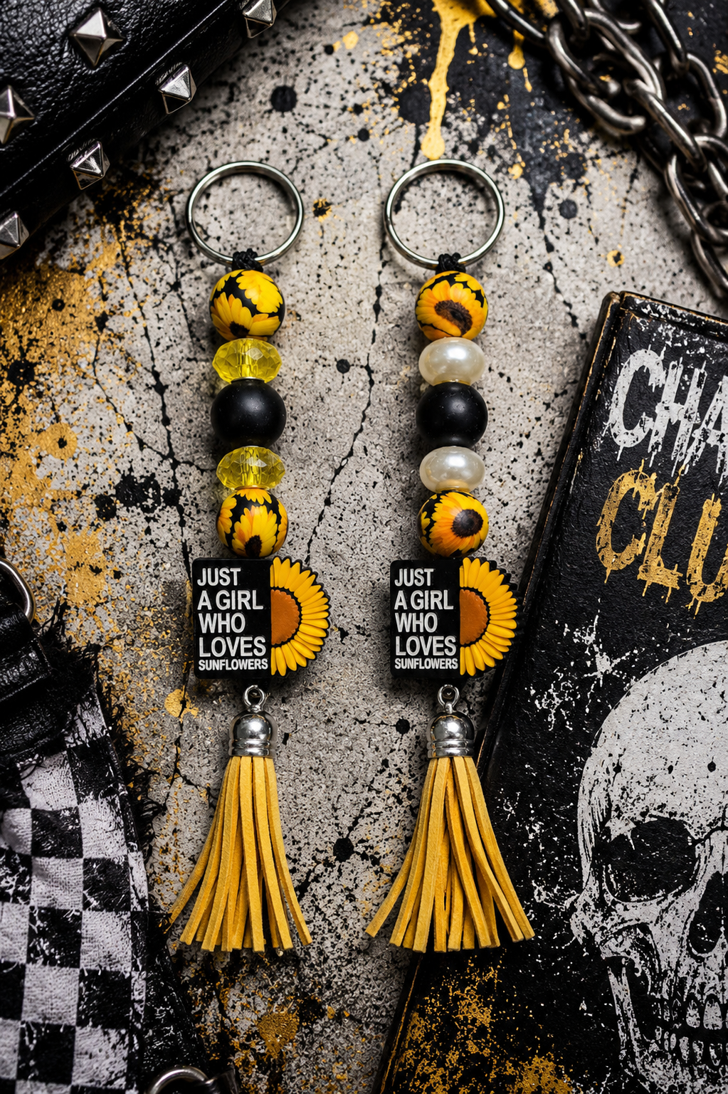 Just a Girl Who Loves Sunflowers Beaded Keychain | Handmade Sunflower Keychain | Floral Tassel Keychain | Cute Sunflower Gift for Her | Backpack Charm | Purse Accessory