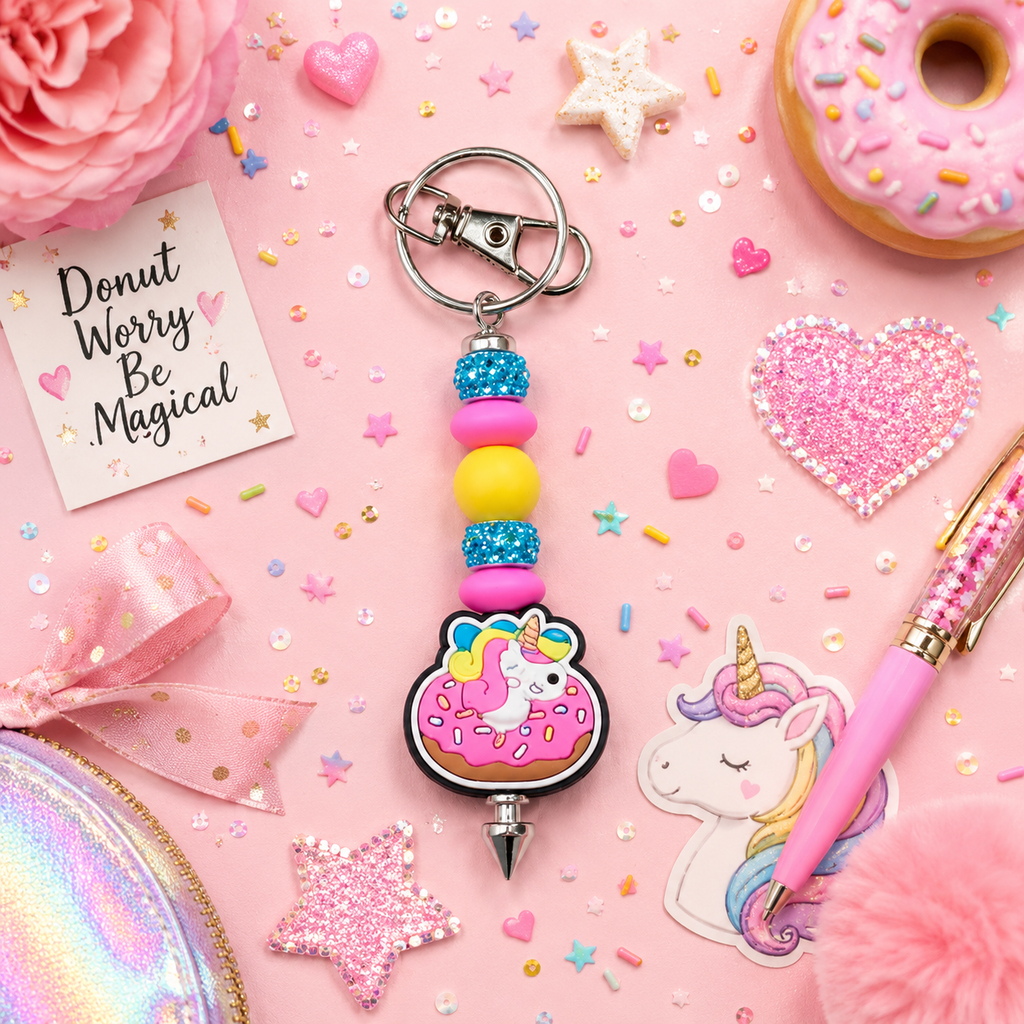 Kawaii Donut Unicorn Keychain | Handmade Rainbow Dessert Charm | Cute Unicorn Gift | Sweet Treat Backpack Accessory