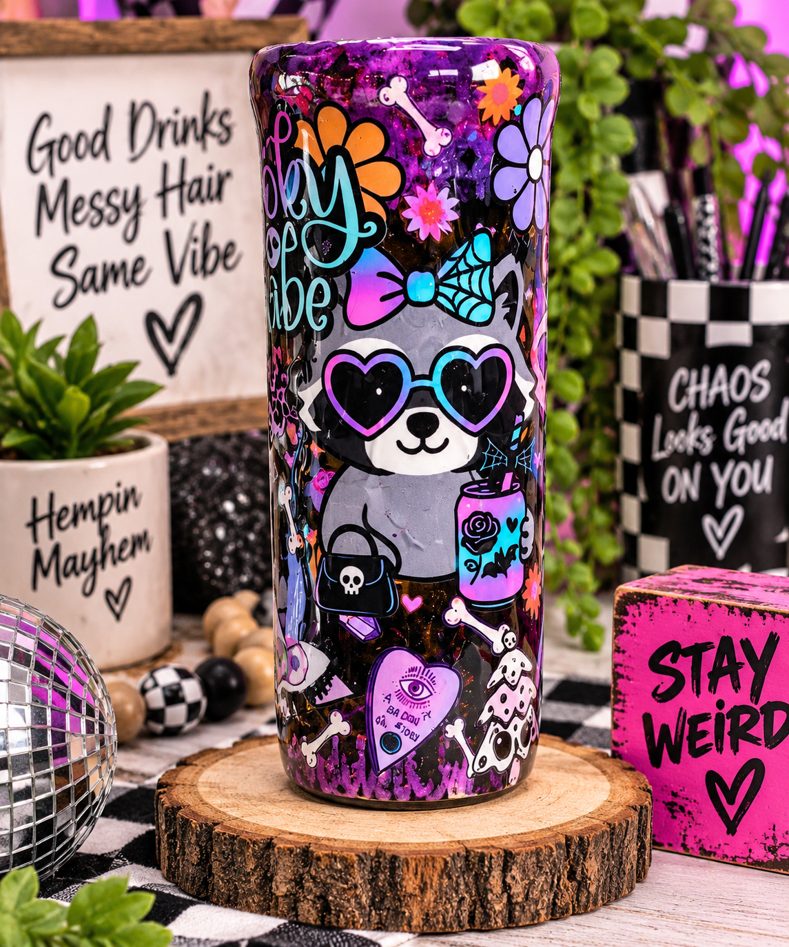 Spooky Babe Tumbler | Gothic Cute 20oz Stainless Steel Tumbler | Halloween Coffee Cup | Spooky Girl Gift | Alternative Tumbler | Goth Gift