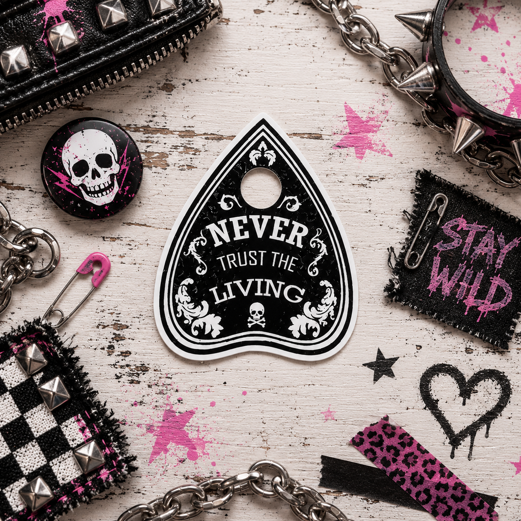Never Trust the Living Vinyl Sticker | Spooky Goth Decal