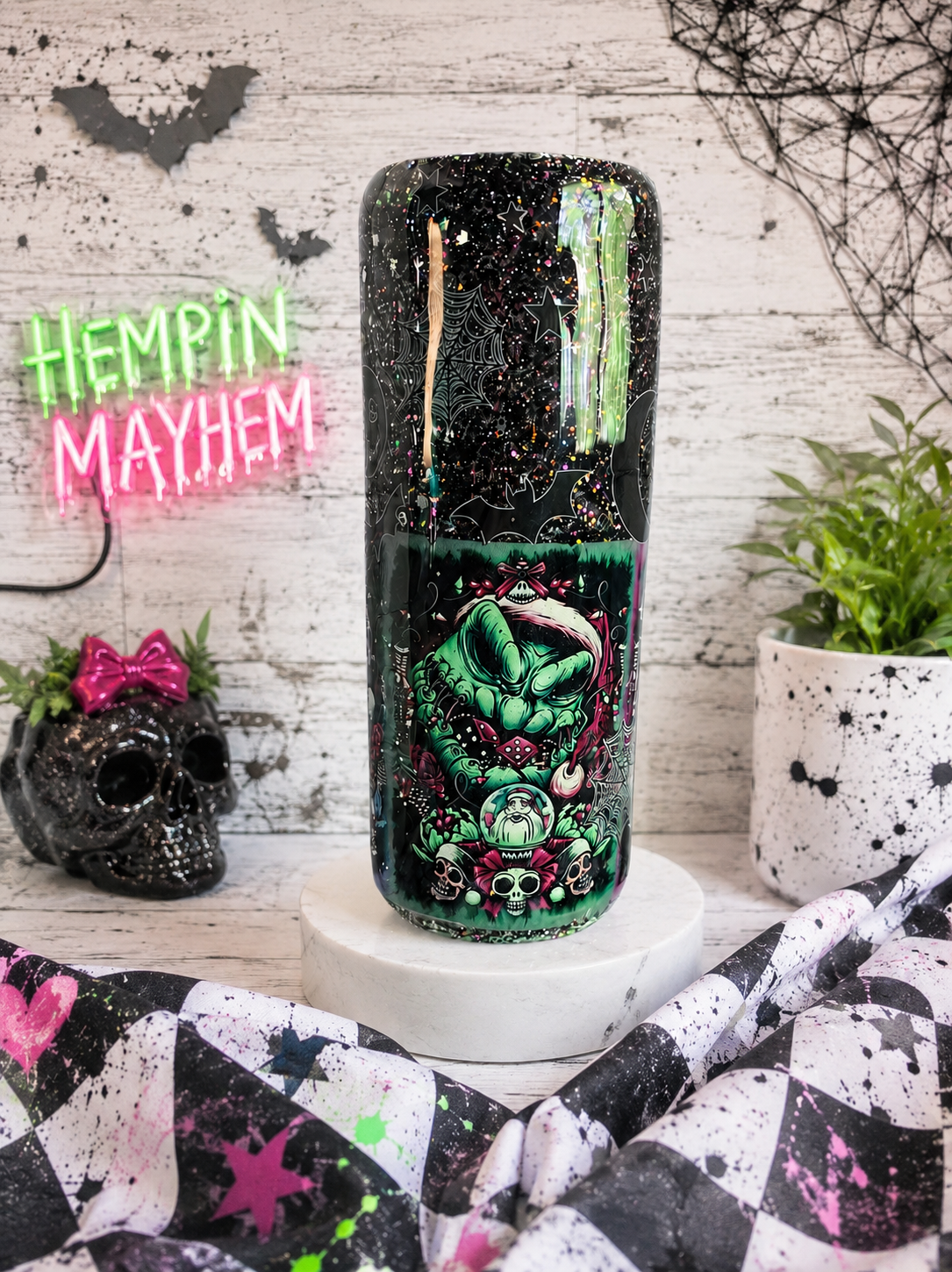 Halloween Tumbler: Black Glitter Epoxy Cup