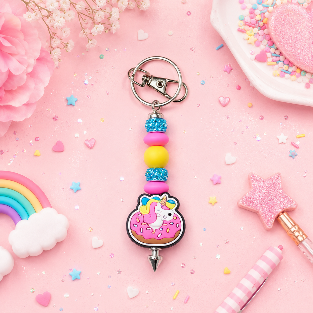 Kawaii Donut Unicorn Keychain | Handmade Rainbow Dessert Charm | Cute Unicorn Gift | Sweet Treat Backpack Accessory