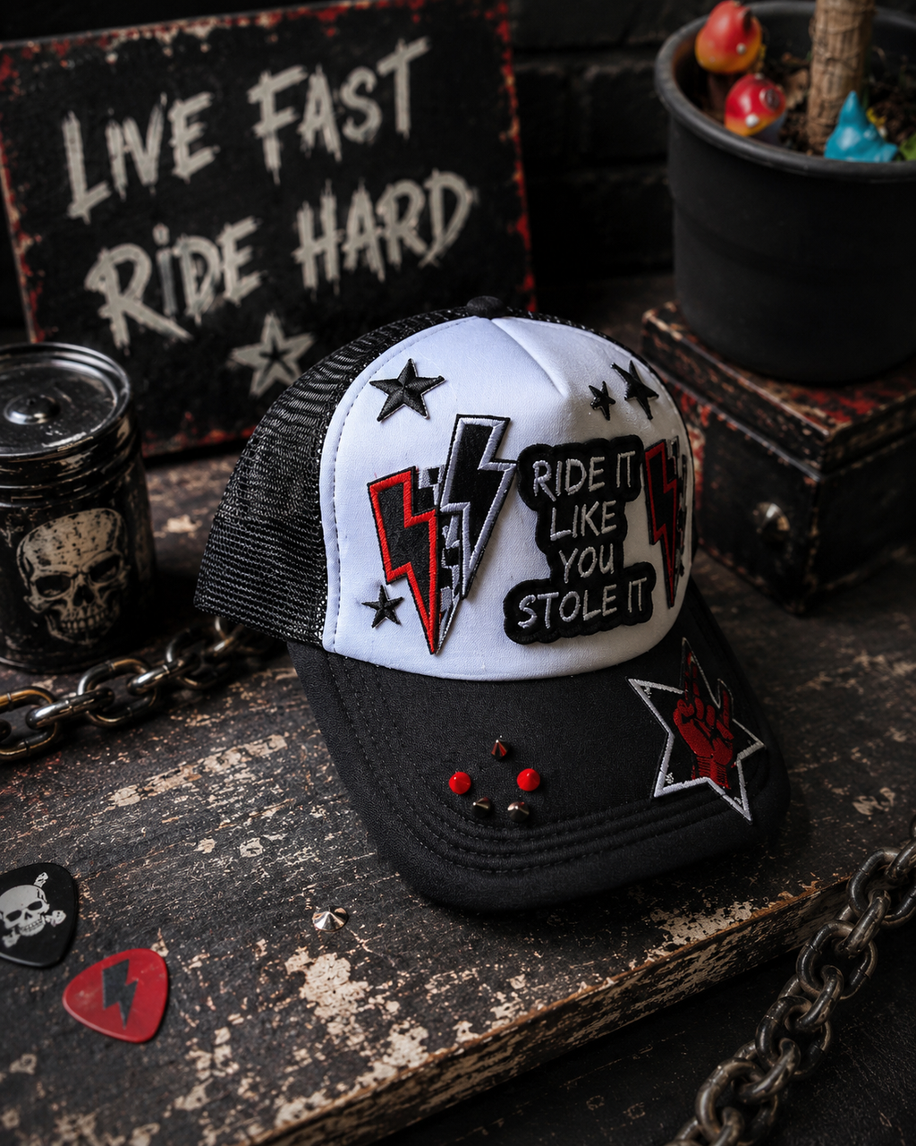 Ride It Like You Stole It Studded Trucker Hat Snapback
