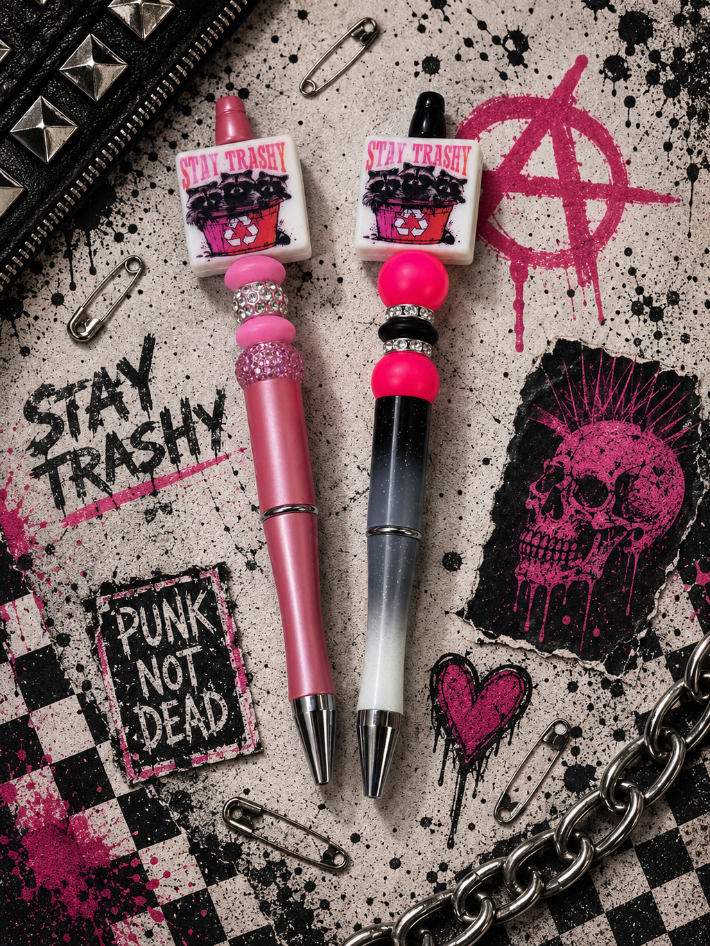 Funny Handmade Beaded Pens | Sarcastic Refillable Pens | Coworker Gift | Office Desk Accessory | Cute but Feral | Eww People | Stay Trashy | Cereal Killer