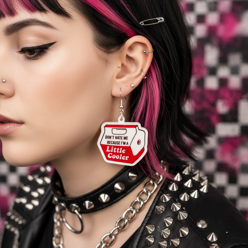 Red & White Acrylic Dangle Earrings: Baddie Sass Charms