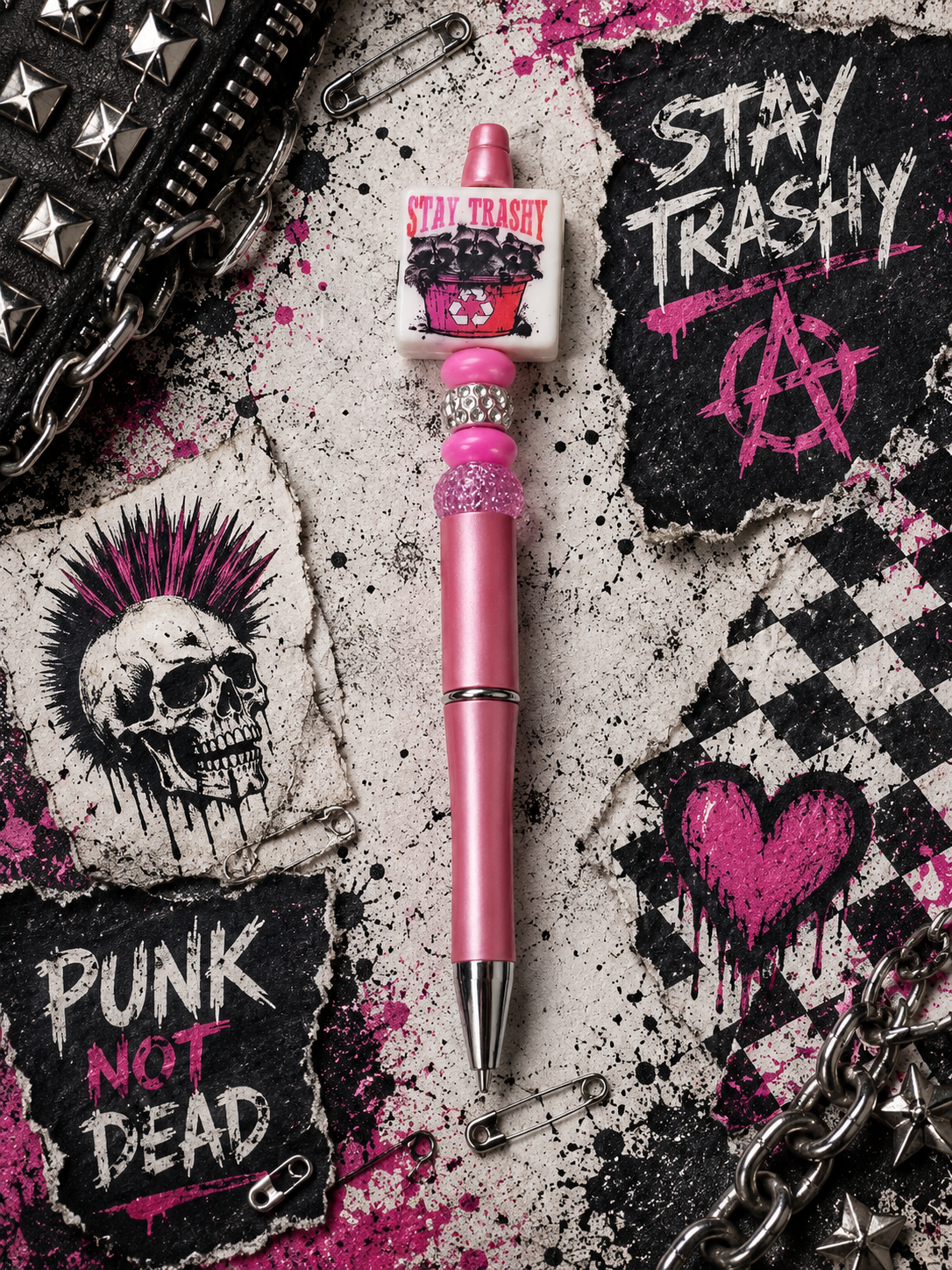 Funny Handmade Beaded Pens | Sarcastic Refillable Pens | Coworker Gift | Office Desk Accessory | Cute but Feral | Eww People | Stay Trashy | Cereal Killer