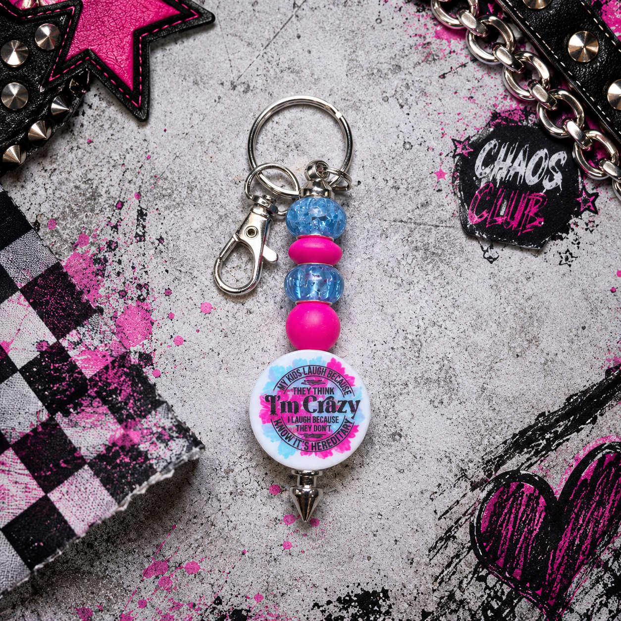 Funny Parenting Keychain | Kids Laughing at You Beaded Keychain | Handmade Mom Gift | Dad Gift | Parent Humor Bag Charm