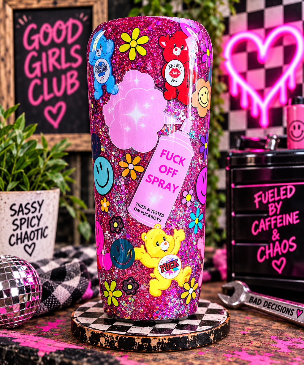 Sassy Swear Bears Epoxy Tumbler | Insulated Stainless Steel Cup with Lid & Straw