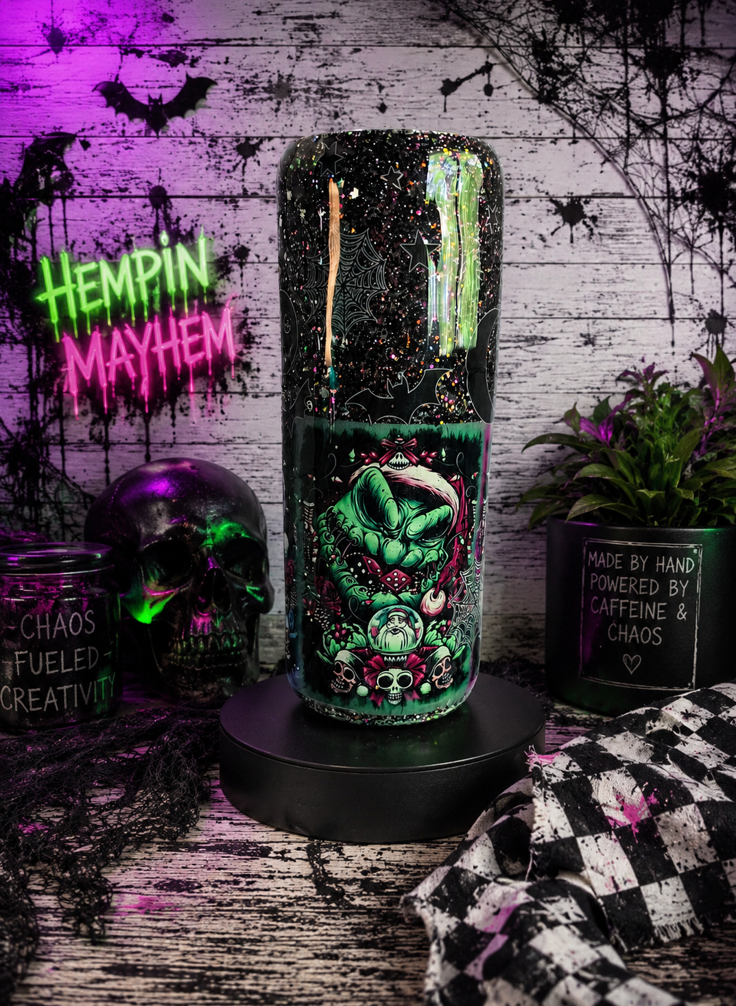 Halloween Tumbler: Black Glitter Epoxy Cup