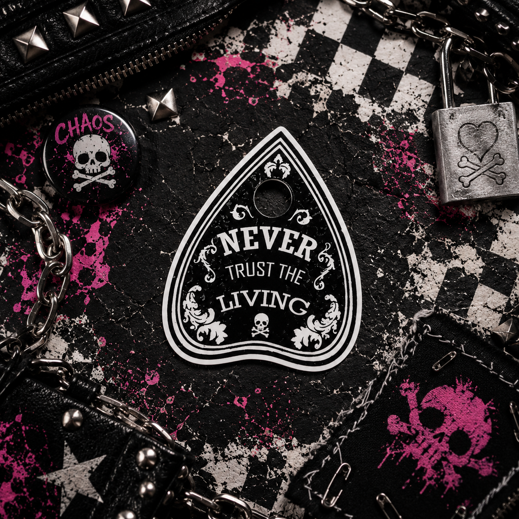 Never Trust the Living Vinyl Sticker | Spooky Goth Decal