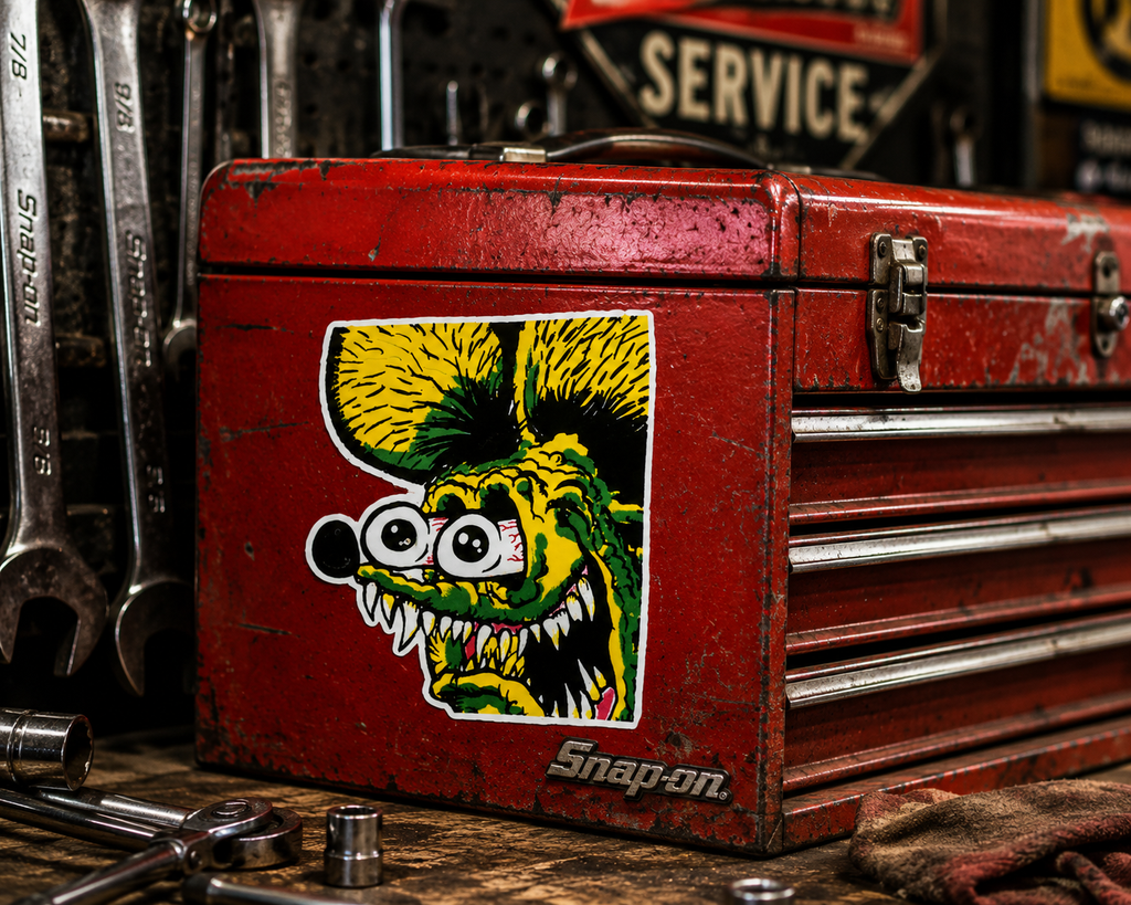 Burnout Ready Hot Rod Monster Vinyl Sticker for Garage Laughs