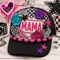 Mama Trucker Hat – Pink & Black Mesh Snapback Cap, Trendy Mom Hat, Cute Western Streetwear Trucker Hat