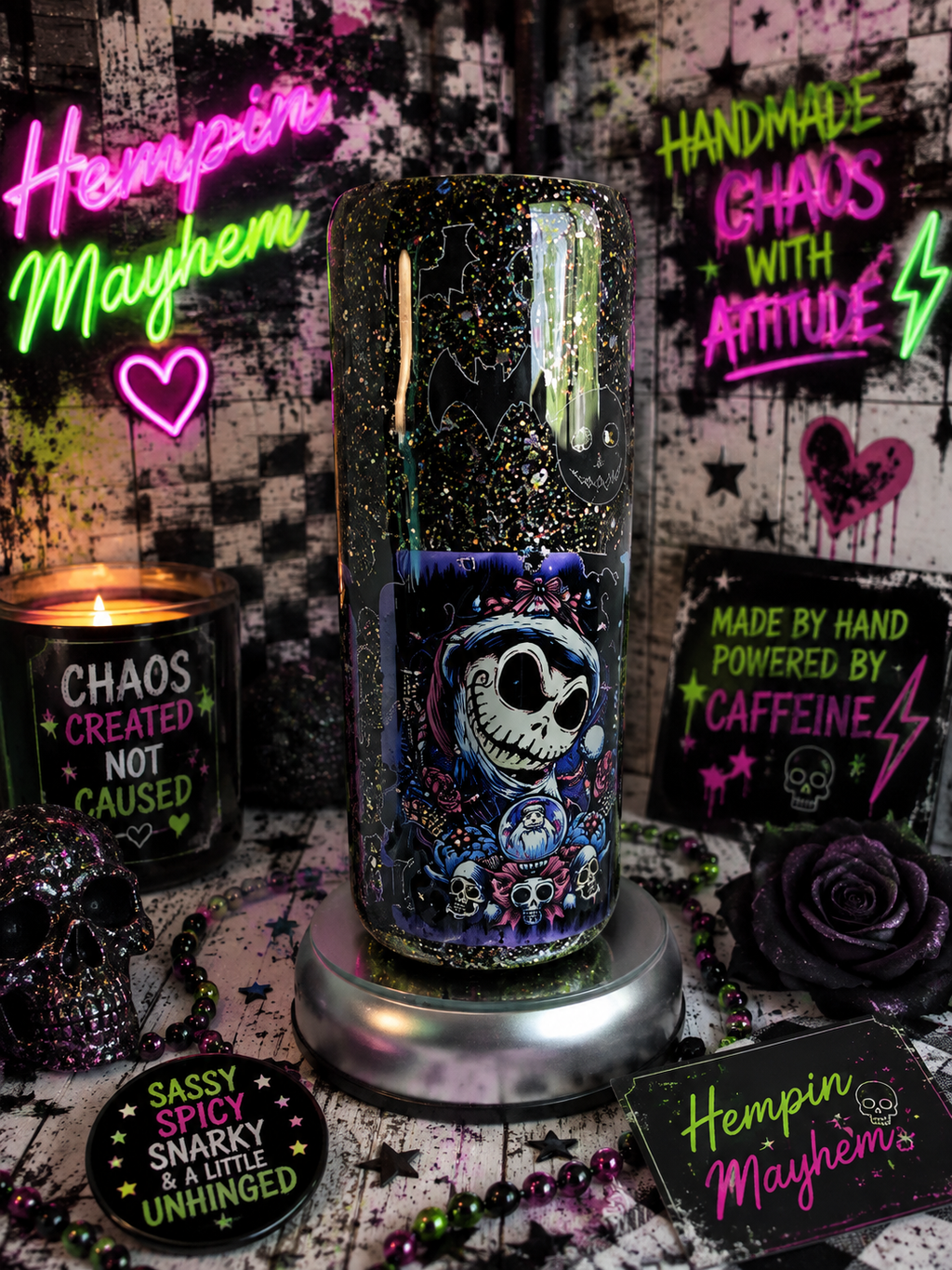 Halloween Tumbler: Black Glitter Epoxy Cup