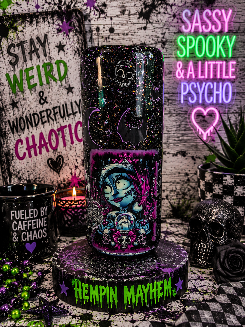 Halloween Tumbler: Black Glitter Epoxy Cup