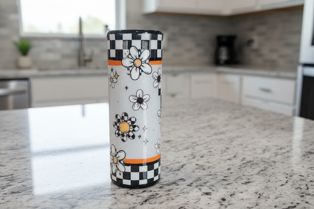 Live Free Floral Glitter Tumbler | 20oz Stainless Steel Epoxy Cup | Silver Sparkle Insulated Drinkware