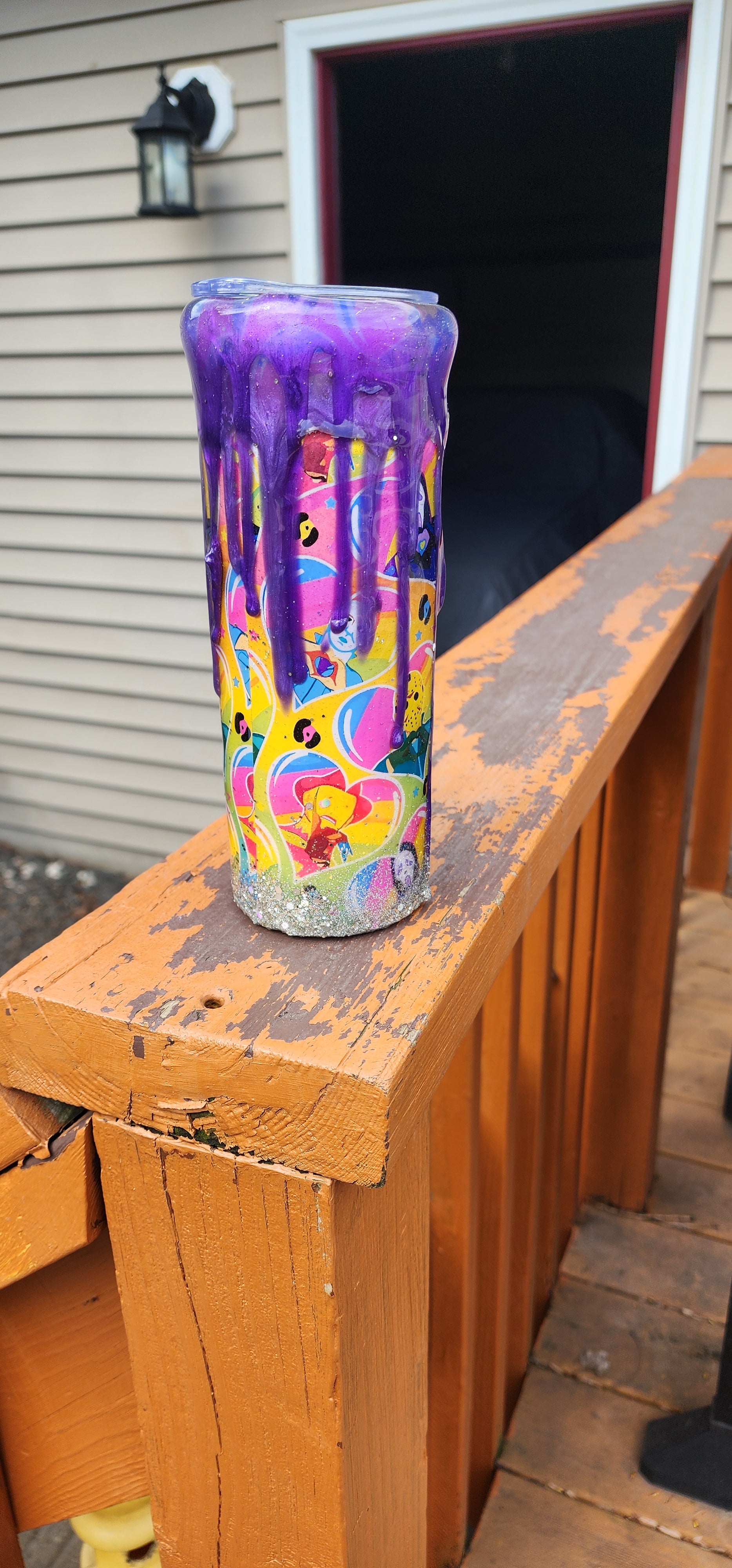Neon Spooky Tumbler 20oz – Purple Drip Epoxy Cup, Glow Halloween Drinkware, Gothic Cute Coffee Cup, Stainless Steel