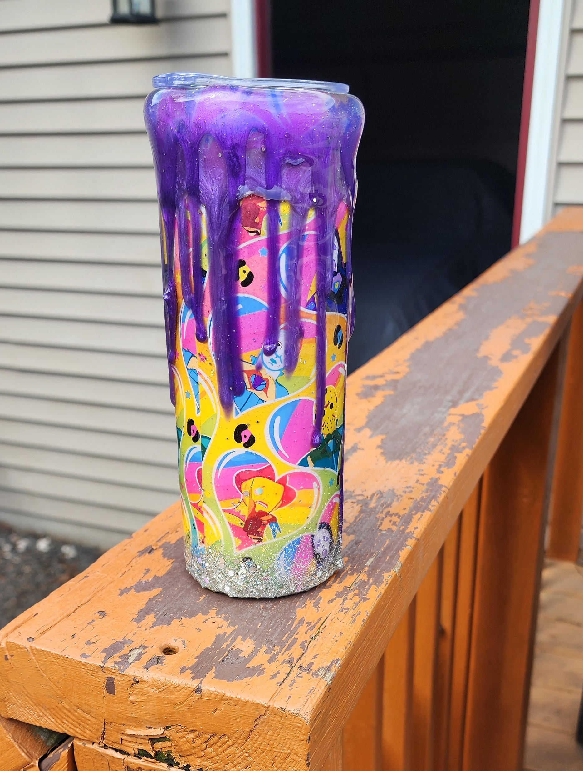 Neon Spooky Tumbler 20oz – Purple Drip Epoxy Cup, Glow Halloween Drinkware, Gothic Cute Coffee Cup, Stainless Steel