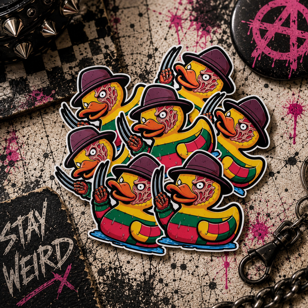 Horror Rubber Ducky Vinyl Sticker | Waterproof Creepy Cute Halloween Decal
