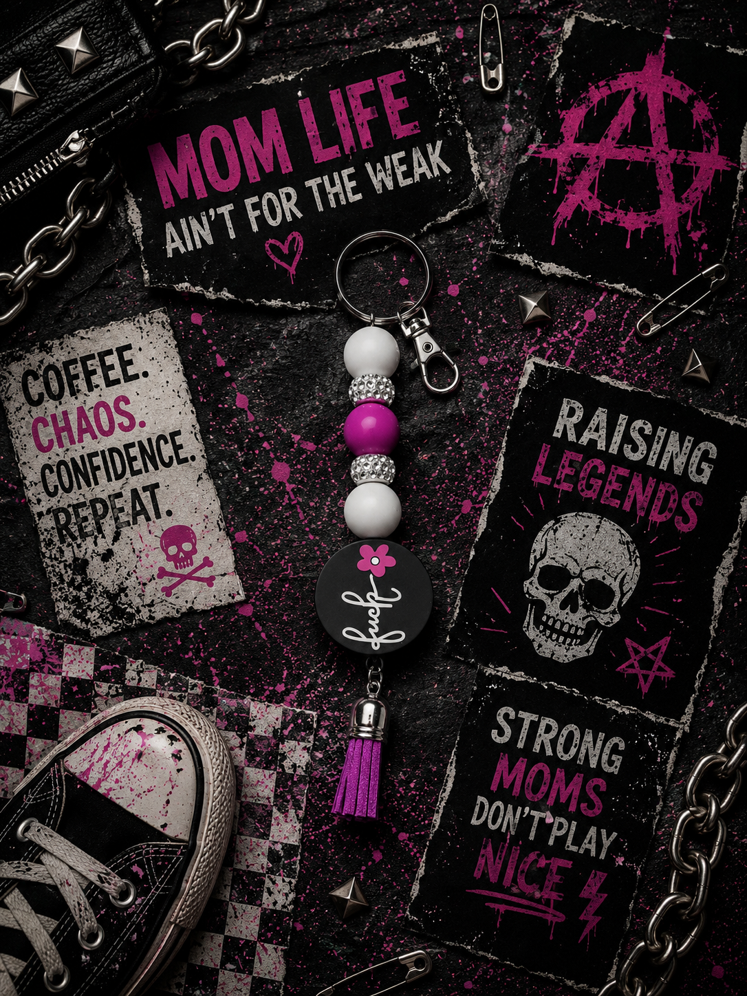 Sassy Beaded Mom Keychain | Funny Mom Gift | Handmade Mom Accessory | Mother's Day Gift | Purse Charm