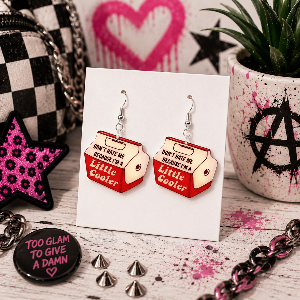 Red & White Acrylic Dangle Earrings: Baddie Sass Charms