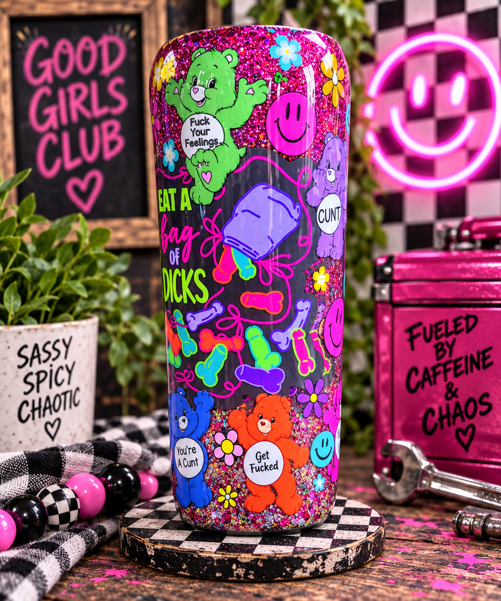 Sassy Swear Bears Epoxy Tumbler | Insulated Stainless Steel Cup with Lid & Straw
