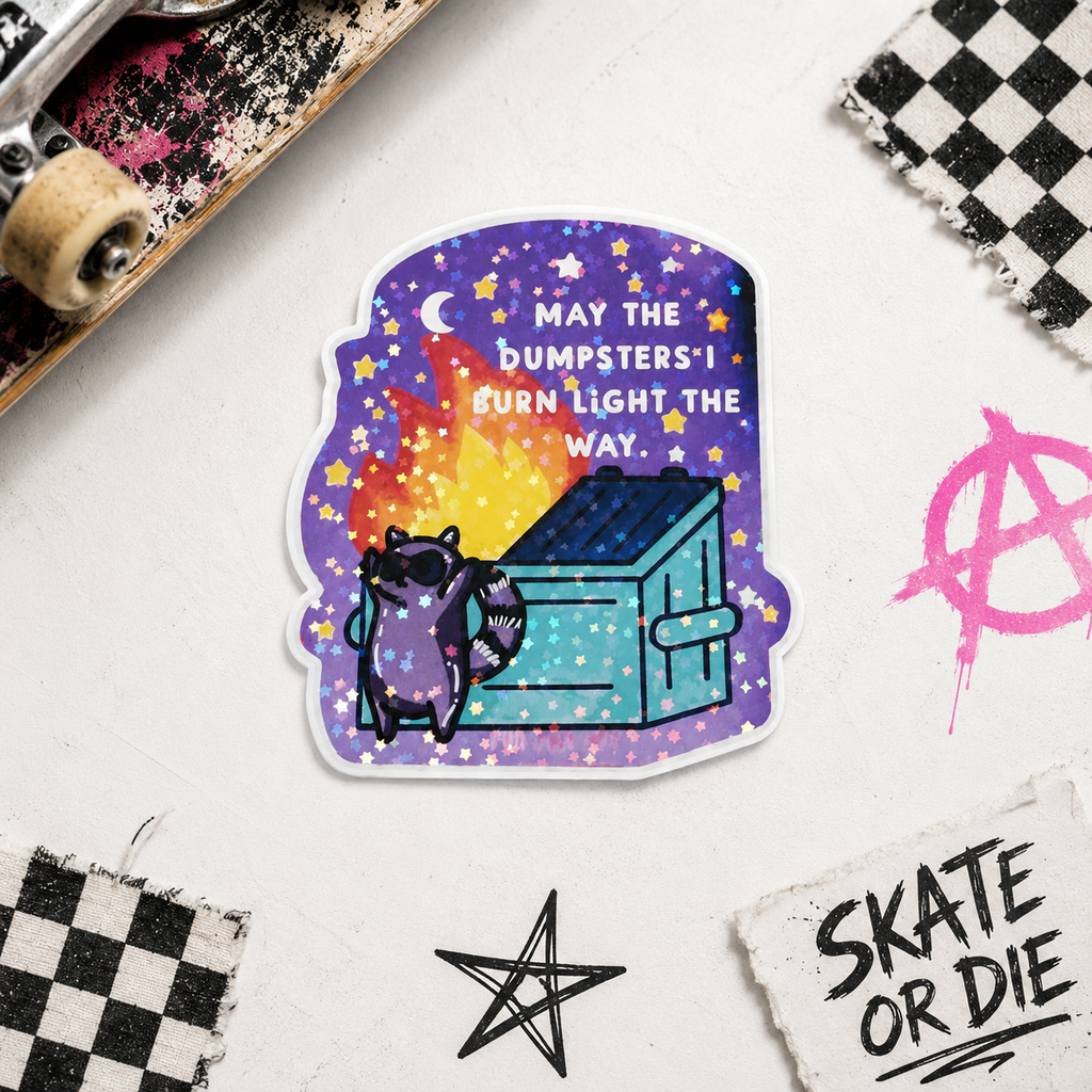 May the Dumpsters I Burn Light the Way Vinyl Sticker
Funny Grunge Waterproof Sticker | Chaos Aesthetic Laptop Decal | Purple Blue Vinyl Sticker | Water Bottle Sticker | Dark Humor Gift