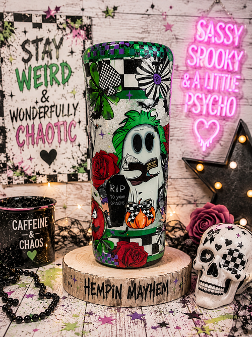 20oz Cute Ghost Epoxy Tumbler | Silver Glitter Halloween Tumbler | Spooky Cute Stainless Steel Cup | Ghost Lover Gift