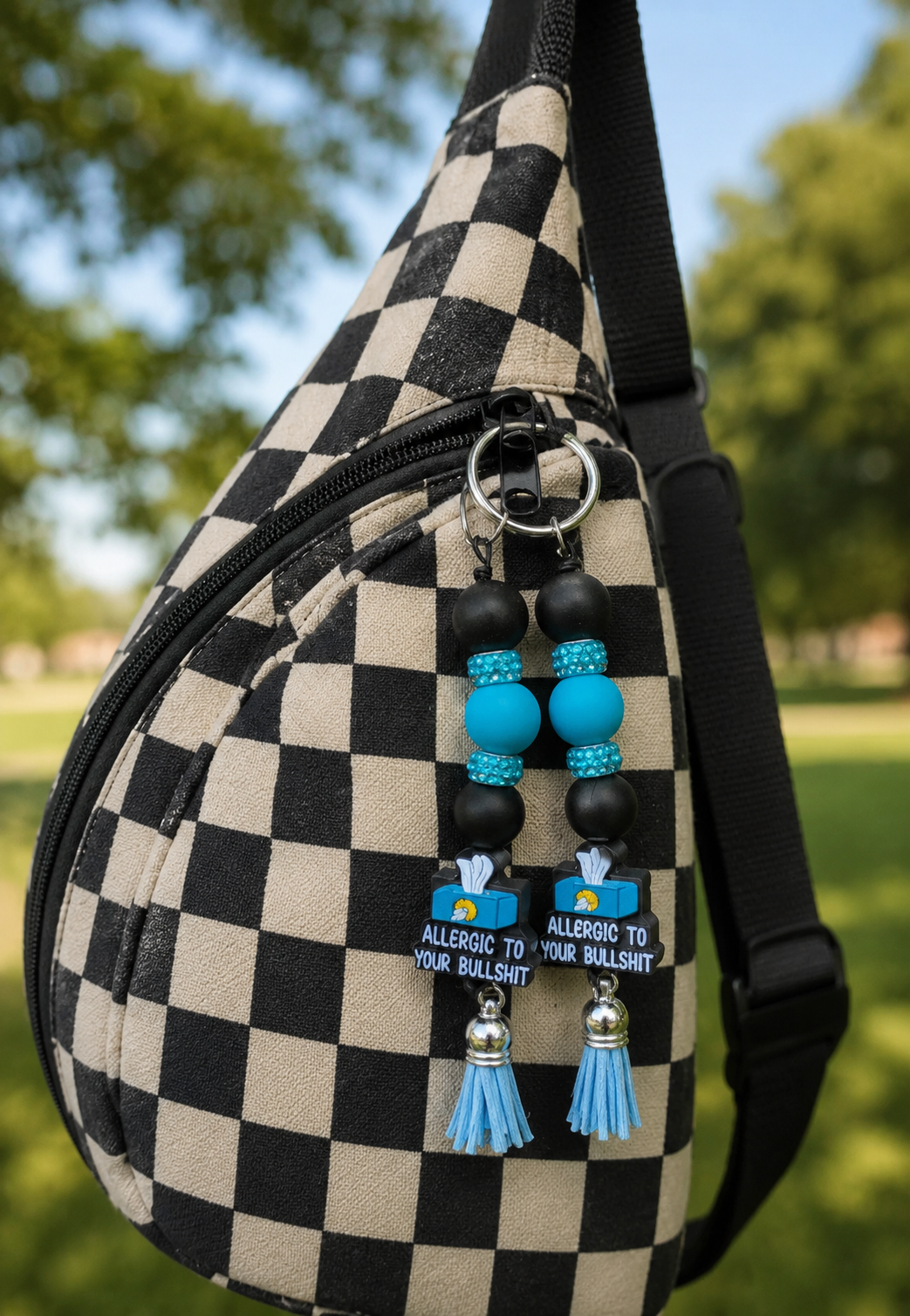 Allergic to Your Bullshit Beaded Keychain | Funny Kleenex Box Charm | Sassy Gift for Best Friend | Sarcastic Purse Charm | Handmade Keychain